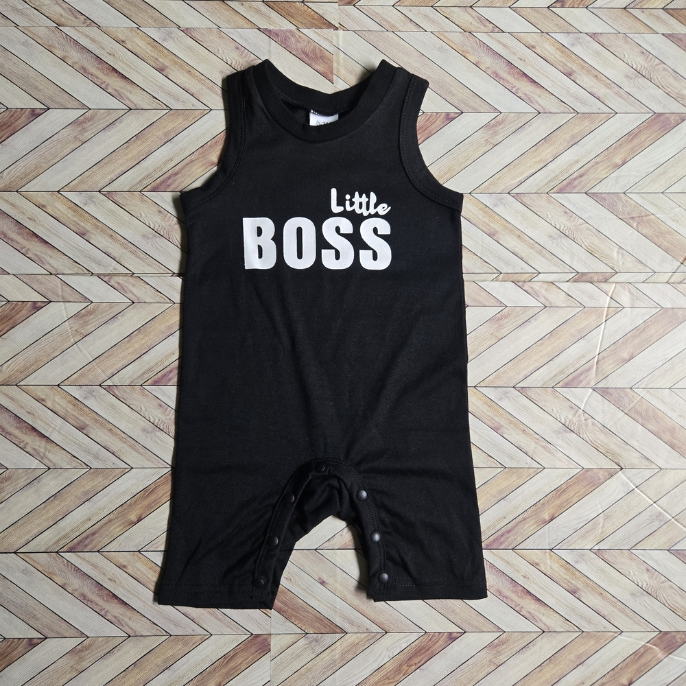 Little Boss Baby Boy Romper Sleeveless Black OnePiece Short Jumpsuit Outfit 3-6M